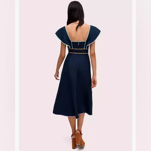Kate Spade Linen Contrast Trim Dress - Picture 2 of 5